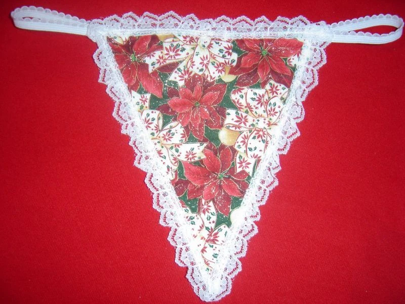 Nuevo Tanga Sexy Mujer NAVIDAD POINSETTA Flores Floral Tanga Ropa Interior Foto 1 de 1