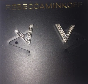 Rebecca Minkoff pave V stud earrings in black New $38 - Picture 1 of 3