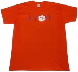 Clemson University Tigers Heartbeat Camiseta Camiseta Naranja con Blanco Púrpura - Imagen 1 de 2