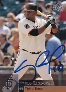 PABLO SANDOVAL SIGNED AUTO'D 2009 UPPER DECK CARD 844 SAN FRANCISCO GIANTS - Picture 1 of 4