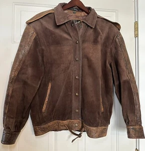 J Percy Marvin Richards Vintage Brown Leather Snap Jacket Medium - Bild 1 von 15