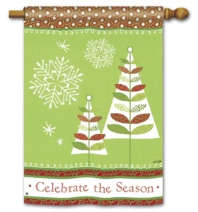 New Christmas Tree Yard Flags 28" x 40" Breeze Art Solar Silk Polyester - Picture 1 of 2