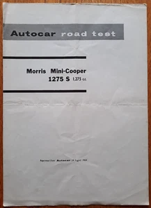 1964 MORRIS MINI COOPER car sales brochure. Reprinted Autocar roadtest - RARE! - Picture 1 of 3