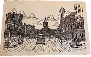 1996 Dibujo a tinta de "vintage AUSTIN Theaters" por Richard "Ricardo" Ross - Imagen 1 de 9