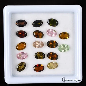 7 Cts/17 Pcs Natural Untreated MultI-Color Tourmaline Oval Calibrated Gems Lot - Picture 1 of 5