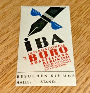 1931 Alemania EXPOSICIÓN OFICINA INTERNACIONAL (IBA) OFICINA EXPO póster sello - Imagen 1 de 2