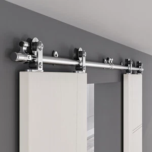 4FT-20FT Stainless Steel Sliding Barn Door Hardware Closet Track Kit for1/2Door - Picture 1 of 25