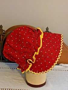 Girls Vintage Country Prairie Bonnet Calico Hat Costume Holly Hobbie Style - Picture 1 of 3