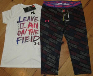 Under Armour Leave It On The Field top & capris crop leggings NWT girls' XL YXL - Picture 1 of 2