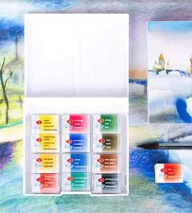 12 Watercolor Paint TRAVEL Set St.Petersburg White Nights® RUSSIA Russian - Picture 1 of 6