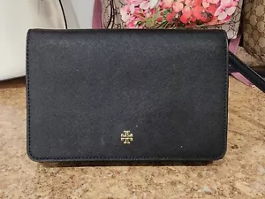 Auténtico Bolso Bandolera Combo Tory Burch Emerson Cuero Negro Usado - Imagen 1 de 16