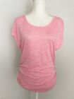 Inspired Hearts Womens Blouse Size L Pink Scoop Neck Strappy Back Cap Sleeves