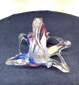 Murano Crystal Pulled Swirl Art Glass Basket Bowl Candy Dish Handle Italy Tag - Picture 1 of 12