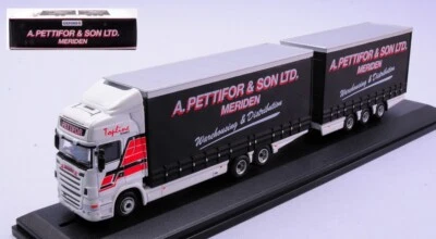 MODELLINO CAMION STATICO OXFORD SCANIA TOPLINE DRAWBAR PETTIFOR SCALA 1/76 - Immagine 1 di 4