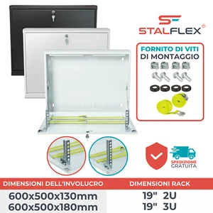 Armadio metallico CCTV Profondità 13 18 cm-RACK 19 pollici 2U 3U-Carico 15/40 kg - Foto 1 di 26