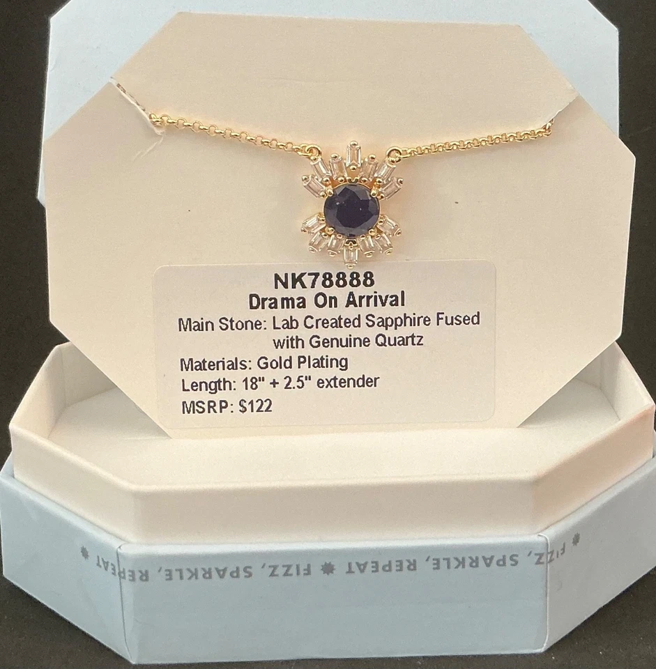Collar Bomb Party “Drama On Arrival” NK78888 Laboratorio Zafiro Fusionado con Cuarzo Oro Foto 1 de 1