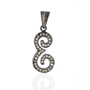 Diamond Letter E Pendant Sparkling Alphabet Initial Jewelry, Sterling Silver - Picture 1 of 6