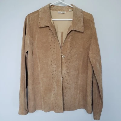 ABRIGO SUADE JACKED CUERO LARGO BOHO RECORTES OCCIDENTALES MARSH LANDING mujeres XL Foto 1 de 4