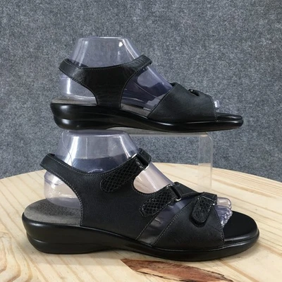 Sas Sandals Womens 9 Wide Width Tabby Slingback Black Casual Comfort Wedge Heels - Image 1 of 4