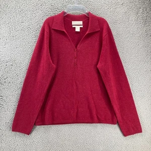 Maglione pullover vintage rosso cashmere colletto Ginevra donna L scollo a V bottoni - Foto 1 di 10