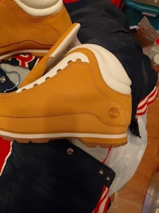 Timberland Bottines Euro Dub Cuir à Lacets Homme Taille 8M Tan/Blanc - Photo 1/6