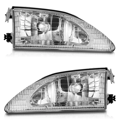 For 1994-1998 Ford Mustang (w/Cobra)  Chrome Headlight Assembly L+R Pair Foto 1 de 4