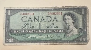 One Dollar Canadian Bill 1954 High Serial Number Fancy Number - Picture 1 of 14