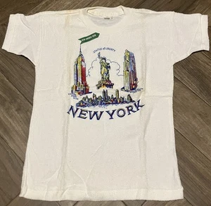 Vintage 50s NOS NYC Novelty T Shirt Terry Cloth 15x20.5 Youth XL - Picture 1 of 9