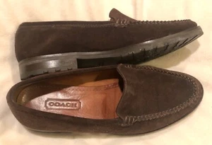 COACH Brown Suede Loafers Shoes Women’s Size 7.5 J209 Made Italy - Picture 1 of 8