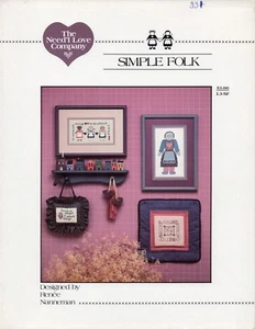 Simple Folk Cross Stitch Leaflet - Need'l Love Company - Vintage 1984 - Picture 1 of 1