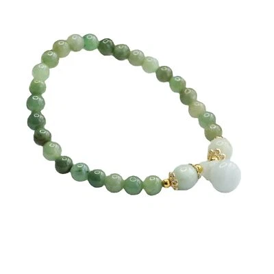 Pulseras de calabaza de jade birmano joyería de lujo de jadeíta natural para mujer cuentas verdes Foto 1 de 4