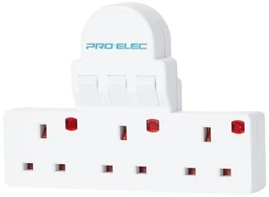 Plug-in 3-Wege-Adapter - konvertiert auf 3 geschaltete elektrische Steckersteckdosen mit Neons - Bild 1 von 12