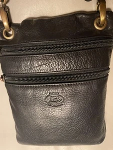VTG Avorio CROSSBODY Bag BLACK Soft PEBBLE Leather (6"x8") PLUS Bandana - Picture 1 of 12