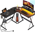 Bestier L Shaped Gaming Desk Computer Desk with LED Lights Monitor Stand 130CM