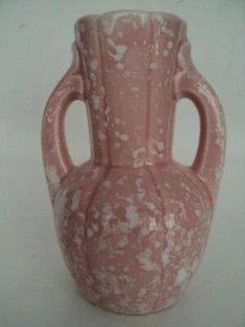 VINTAGE ALTE MCCOY KERAMIK ROSA WEISS GESPRENKELTE GLASUR 5 3/4" VASE  - Bild 1 von 4