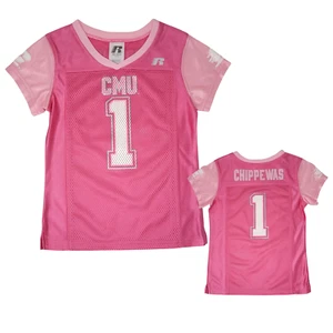 NCAA CMU Central Michigan University Girls' Short Sleeve Football Fan Jersey - Picture 1 of 6