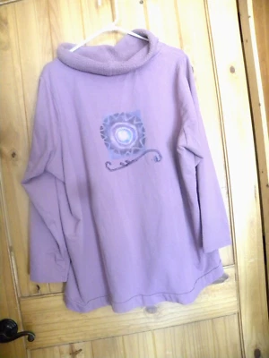 HAND PAINTED IN STYLE OF BLUEFISH COWL NECK SWEATSHIRT POCKETS 3X - Image 1 of 4