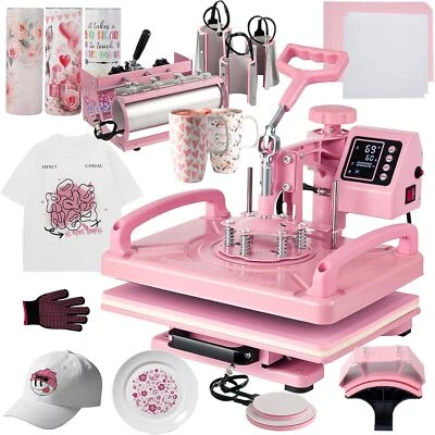 CAREJOY 8 in 1 15"x12" Heat Press Machine 30oz Sublimation Transfer T-Shirt Mug Hat Plat