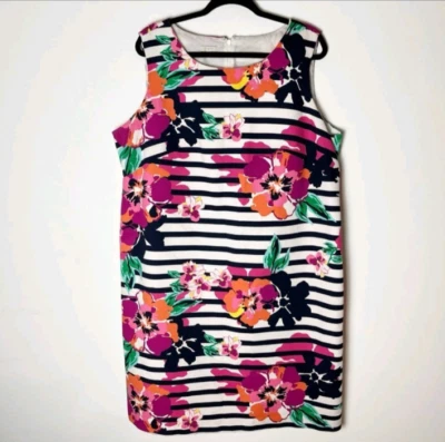 TALBOTS Vibrant Floral Striped Quilted Sheath Dress Size 18W Mgd - Image 1 of 4