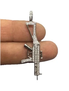 Colgante/dije de pistola de plata de ley 925 circonita cúbica (circonita cúbica) - Imagen 1 de 4