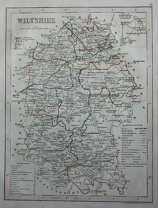WILTSHIRE, original antique map, Railways, JOSHUA ARCHER, c.1848 - Picture 1 of 5