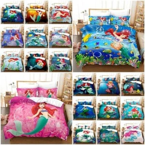 Disney The Little Mermaid Ariel Duvet Cover Single Double Kng Bedding Set Gift - Picture 1 of 32