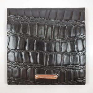 YSL Saint Laurent Clutch Pouch Croc Embossed Leather Black 5.5" x 5.5" - Picture 1 of 10