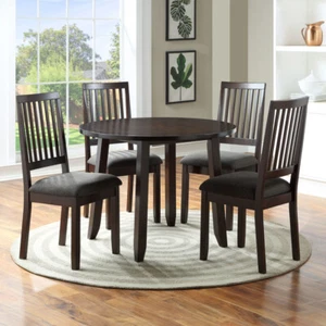 5-Piece Dark Brown Dining Set, Wooden Modern Design, for Family Kitchen - Picture 1 of 6