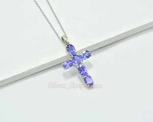 7x5 MM Natural Tanzanite 925 Sterling Silver December Birthstone Wedding Pendant - Picture 1 of 10