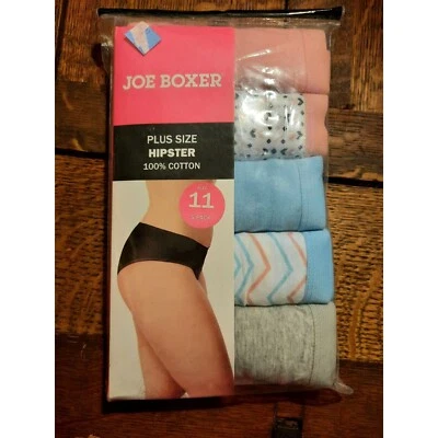 Plus Size Womens Underwear Joe Boxer Hipster 5 Pack 100% cotton Size 11 - Image 1 of 2