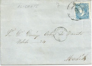 CARTA ALICANTE - MADRID 1865 MANUSCRITA NL507 - Foto 1 di 2