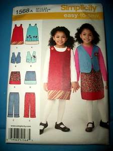 Niños Niñas Simplicity 1568 SIN CORTES Patrón Jersey Chaleco Pantalones Falda Talla 3-8 FÁCIL - Imagen 1 de 2