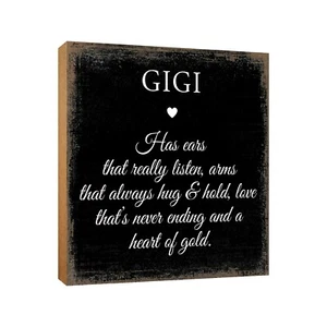 Modern Family Wooden Table Top and Shelf Sitter Home Décor 6" Gigi Really Listen - Picture 1 of 18