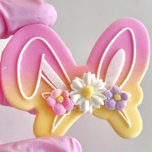 Easter bunny ears stamp embosser cupcake cookie cake topper deboss Sweet Fondant - Picture 1 of 4